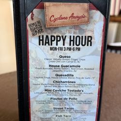 Cyclone Anayas Tex Mex Kitchen - Happy Hour Menu
