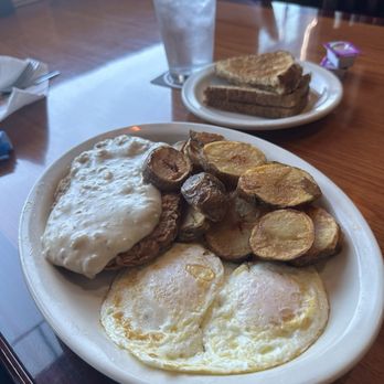 Blue Goose Tavern - Chicken Fried Steak with the house potatoes and eggs over easy - Breakfast & Brunch Near Me - Port Orchard, Washington