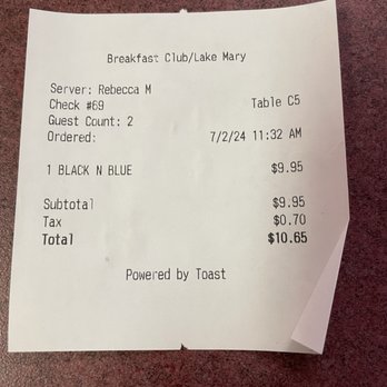 Breakfast Club - Price for lunch today, not bad - Breakfast & Brunch Near Me - Lake Mary, Florida Breakfast Club - Price for lunch today, not bad - Breakfast & Brunch Near Me - Lake Mary, Florida