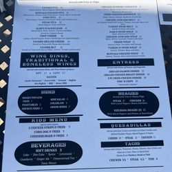Tavern on Main - Dinner menu
