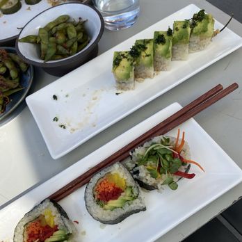 Bamboo Sushi - Pickled veggie roll, little island hopper, and Wagyu Burger - Sushi Bars Near Me - San Ramon, California