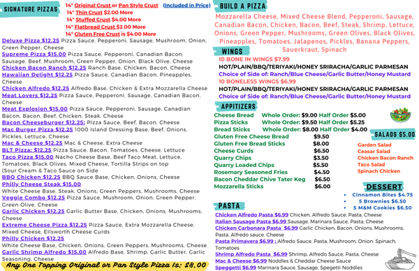 Menu photo 1 Quarry Pizza & Deli Sandstone, MN Menu photo 1 Quarry Pizza & Deli Sandstone, MN