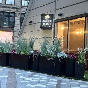 Amber Road Bar & Grille - Signage and the patio - Wine Bars Near Me - Boston, Massachusetts