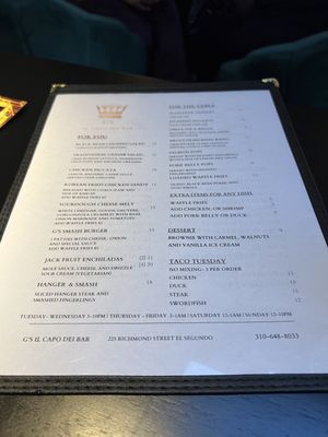 Menu photo 6 G'S IL Capo Dei Bar El Segundo, CA Menu photo 6 G'S IL Capo Dei Bar El Segundo, CA
