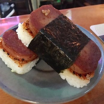 Twisted Lime Pub - Spam Musubi, spam was cooked just right. loved this with a soy sauce and siracha dip - American Near Me - Mill Creek, Washington Twisted Lime Pub - Spam Musubi, spam was cooked just right. loved this with a soy sauce and siracha dip - American Near Me - Mill Creek, Washington