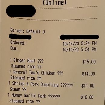 Fortune House - A receipt for price $$ - Chinese Near Me - Dallas, Texas Fortune House - A receipt for price $$ - Chinese Near Me - Dallas, Texas