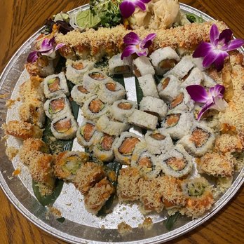 La Zona Sushi - It tilt in the car lol but that's the party tray #2 Which was the Salmon Basic Roll and Fuego special roll - Sushi Bars Near Me - Los Angeles, California