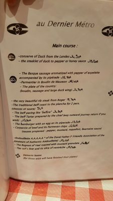 Menu photo 3 Au Dernier Métro Paris, 75