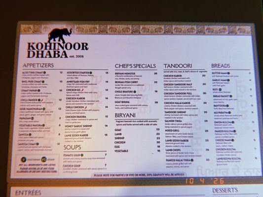 Menu photo 2 Kohinoor Dhaba Arlington, VA Menu photo 2 Kohinoor Dhaba Arlington, VA