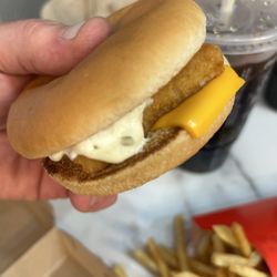 McDonald's - Fish sandwich on a cheeseburger bun!