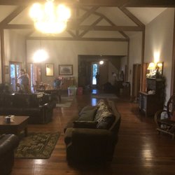 Mulberry River Ranch - View from inside the cabin. Picture of the cabin and the mountains.