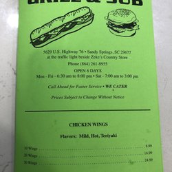 Zeke's Country Store - Menu