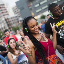 Quiet Events Silent Disco - Following those dance steps with a little flair.