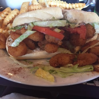 Zydeco's - Fried shrimp po' boy -- DELICIOUS! I love that it comes overloaded with shrimp. No need to order 'double shrimp' like at other places. - Cajun/Creole Near Me - Mooresville, Indiana