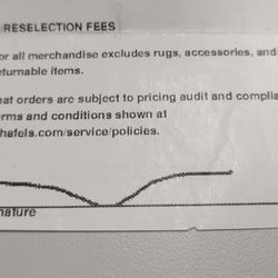 Steinhafels - Not my signature and not reviewed with me by salesperson.