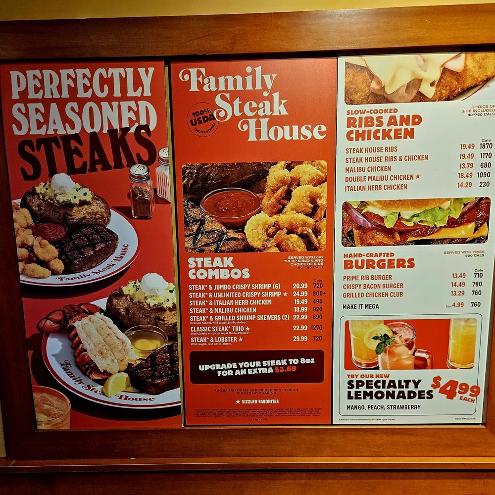 Sizzler - Menu - Seafood Near Me - Pinole, California Sizzler - Menu - Seafood Near Me - Pinole, California
