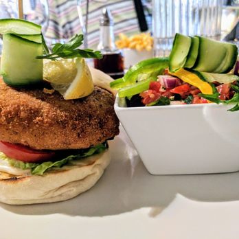 Liberty Grill - Crab Burger and side salad. Perfect light, healthy meal! - Burgers Near Me - Cork, Colorado