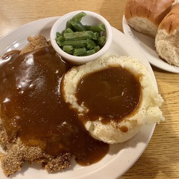 Trappers Cafe - "Light" chicken fried steak dinner (1/2 size). - Cafes Near Me - Taylor, Arizona