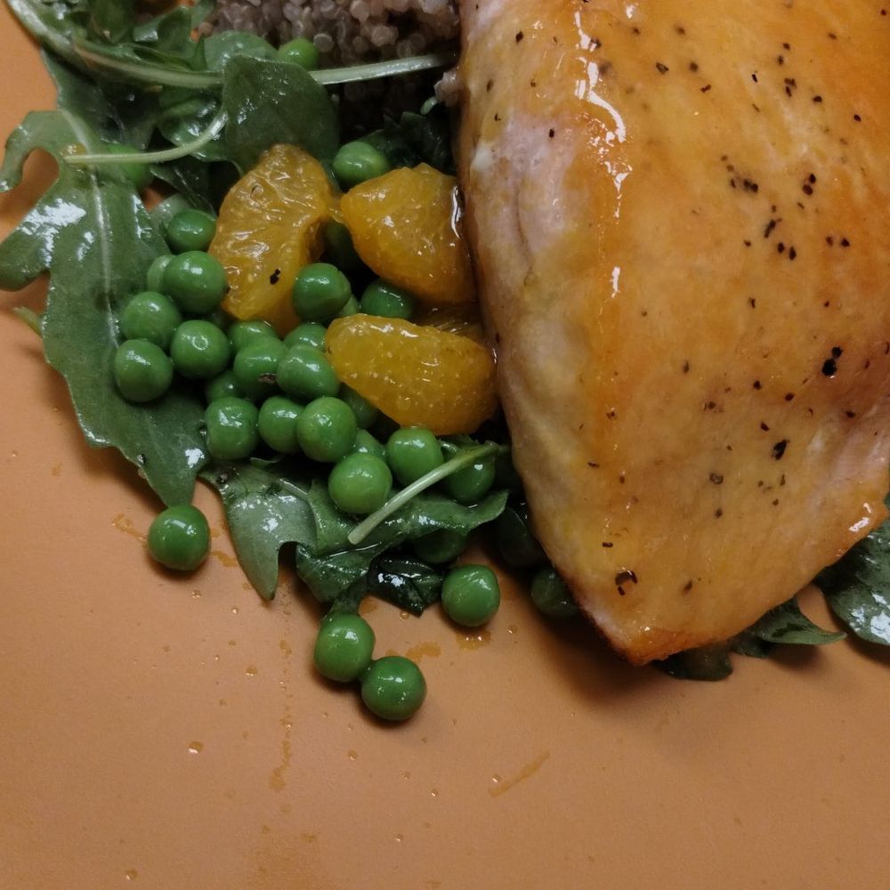 Savanna - Orange glazed salmon with quinoa and pea and citrus salad - Seafood Near Me - Gulf Shores, Alabama Savanna - Orange glazed salmon with quinoa and pea and citrus salad - Seafood Near Me - Gulf Shores, Alabama