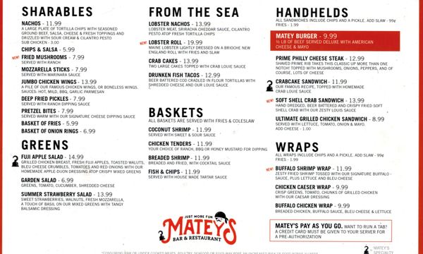 Menu photo 2 Matey's Restaurant Michigan City, IN Menu photo 2 Matey's Restaurant Michigan City, IN