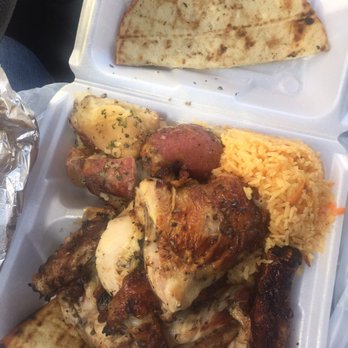 Chicken Lovers - Half a chicken with 2 sides, rice and red potatoes, and 2 slices of pita - American Near Me - Bayside, New York Chicken Lovers - Half a chicken with 2 sides, rice and red potatoes, and 2 slices of pita - American Near Me - Bayside, New York