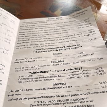Tide Tables - Menu - Seafood Near Me - Cortez, Florida
