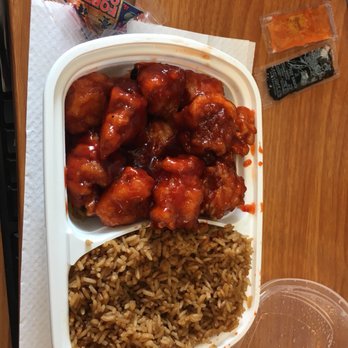 Panda Garden - a plastic container with rice and chicken - Chinese Near Me - Boyertown, Pennsylvania
