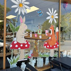 Made By You - Our front windows, decorated by local artists and visible from our favorite street. Main Street!