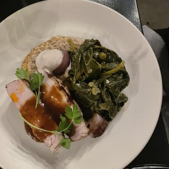 Maynards - pork loin*, pima corn grits, greens, pecan hollandaise - Sandwiches Near Me - Tucson, Arizona Maynards - pork loin*, pima corn grits, greens, pecan hollandaise - Sandwiches Near Me - Tucson, Arizona