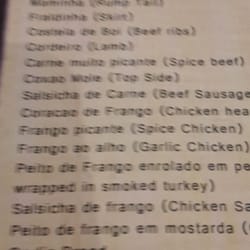 Nabrasa Restaurant - Part of menu