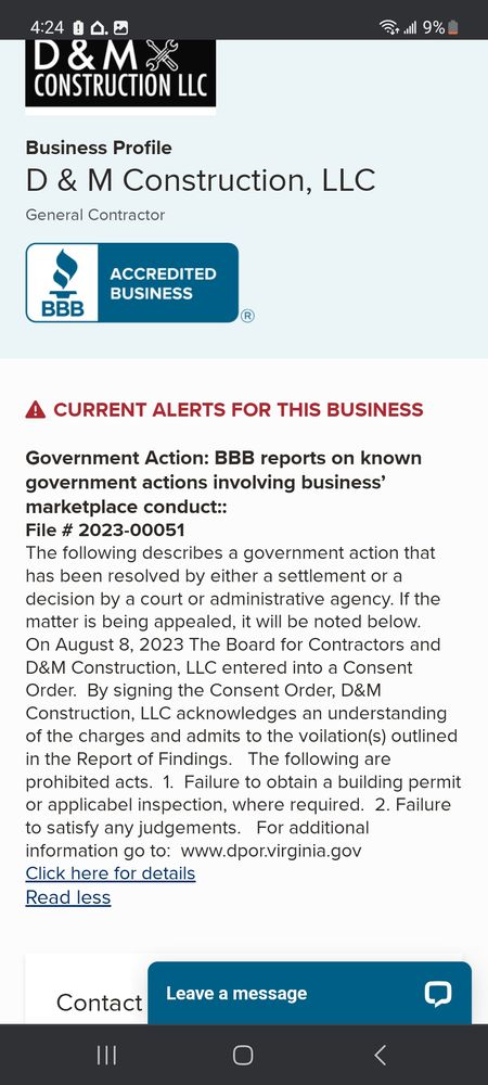 Slide of D & M Construction