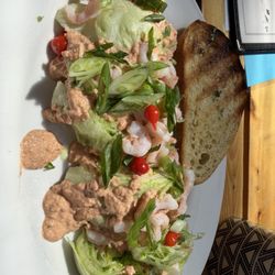 The FloatHouse Patio & Grill - Shrimp salad with garlic bread