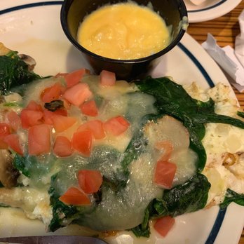 IHOP - Spinach and Mushroom Omelette with harvest nut and grain pancakes. Perfect. - Breakfast & Brunch Near Me - Durham, North Carolina