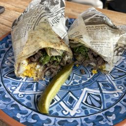 a burrito cut in half