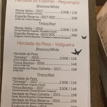 Pateo - Wine  menu ... we each had s glass of Trinca Bolotas ... generous pour and very nice - Portuguese Near Me - Evora, 07
