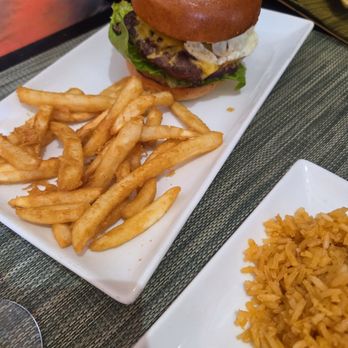 Mexiterranean Grill - Bacon egg cheeseburger with fries - Mediterranean Near Me - New York, New York