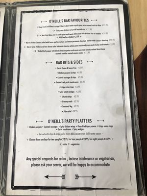 Menu photo 1 O Neill's Dun Laoghaire, D Menu photo 1 O Neill's Dun Laoghaire, D