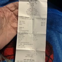 7-Eleven - Receipt of what I pumped. Then showing him what I had been charged.