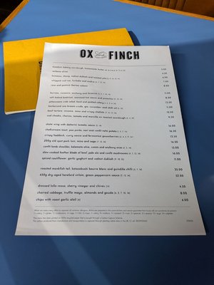 Menu photo 2 Ox And Finch Glasgow, GLG Menu photo 2 Ox And Finch Glasgow, GLG