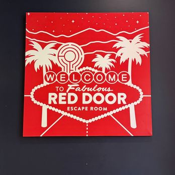 Red Door Escape Room - Lobby welcome sign - Escape Games Near Me - Las Vegas, Nevada Red Door Escape Room - Lobby welcome sign - Escape Games Near Me - Las Vegas, Nevada