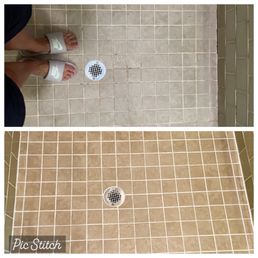 Shower floor before and after Shower floor before and after