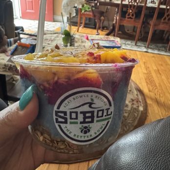 SoBoL - Spirulina with pitaya bowl and cookie butter - Acai Bowls Near Me - New Hyde Park, New York SoBoL - Spirulina with pitaya bowl and cookie butter - Acai Bowls Near Me - New Hyde Park, New York