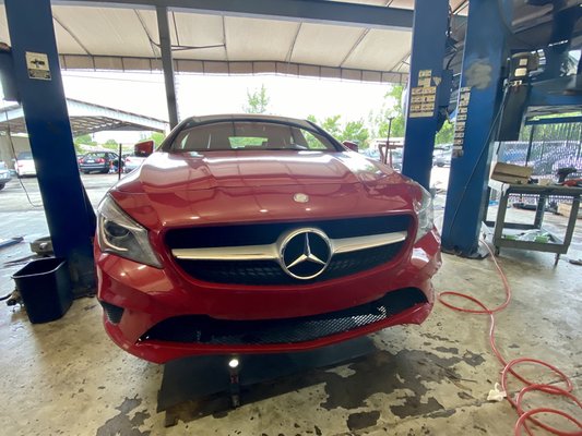 Photo of German Car Depot - Hollywood, FL, US. Mercedes-Benz with lots of undercarriage damage we fixed it it drives like new