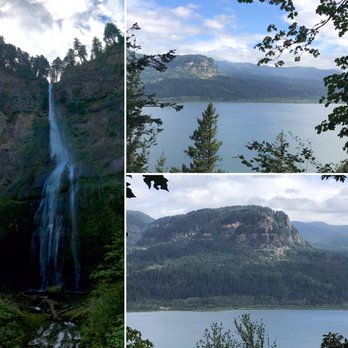 Multnomah Falls - Multnomah; views of Columbia river - Hiking Near Me - Bridal Veil, Oregon Multnomah Falls - Multnomah; views of Columbia river - Hiking Near Me - Bridal Veil, Oregon