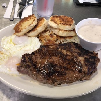 Digger's Diner - Concord - Rib eye steak with eggs and biscuits and gravy. - Breakfast & Brunch Near Me - Concord, California Digger's Diner - Concord - Rib eye steak with eggs and biscuits and gravy. - Breakfast & Brunch Near Me - Concord, California