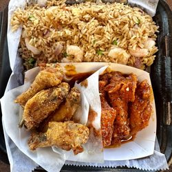 77 Flavors Wings & Philly - Lemon Pepper & Spicy Honey Garlic Wings with Shrimp Fried Rice