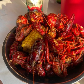 Crawfish Cafe - Crawfish and corn - traditional sauce - Seafood Near Me - Houston, Texas