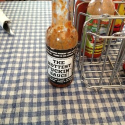 Bear's Eatery - One of the many hot sauce choices JJ presented me with