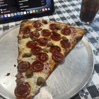 Mony’s Pizzeria - Giant Slice. pepperoni and sausage  Both house-made! - Pizza Near Me - Houston, Texas