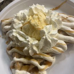 Bananas foster crepe with ice cream